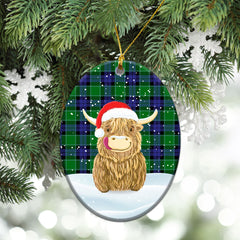 Graham of Menteith Modern Tartan Christmas Ceramic Ornament - Highland Cows Style