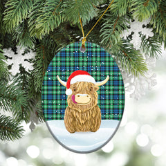 Graham of Montrose Ancient Tartan Christmas Ceramic Ornament - Highland Cows Style