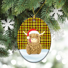 Jardine Tartan Christmas Ceramic Ornament - Highland Cows Style