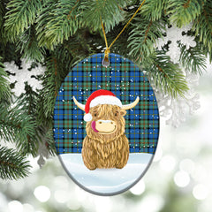 MacLeod of Harris Ancient Tartan Christmas Ceramic Ornament - Highland Cows Style