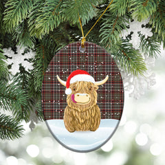 Nicolson Hunting Weathered Tartan Christmas Ceramic Ornament - Highland Cows Style