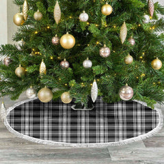 Menzies Black _ White Modern Tartan Christmas Tree Skirt