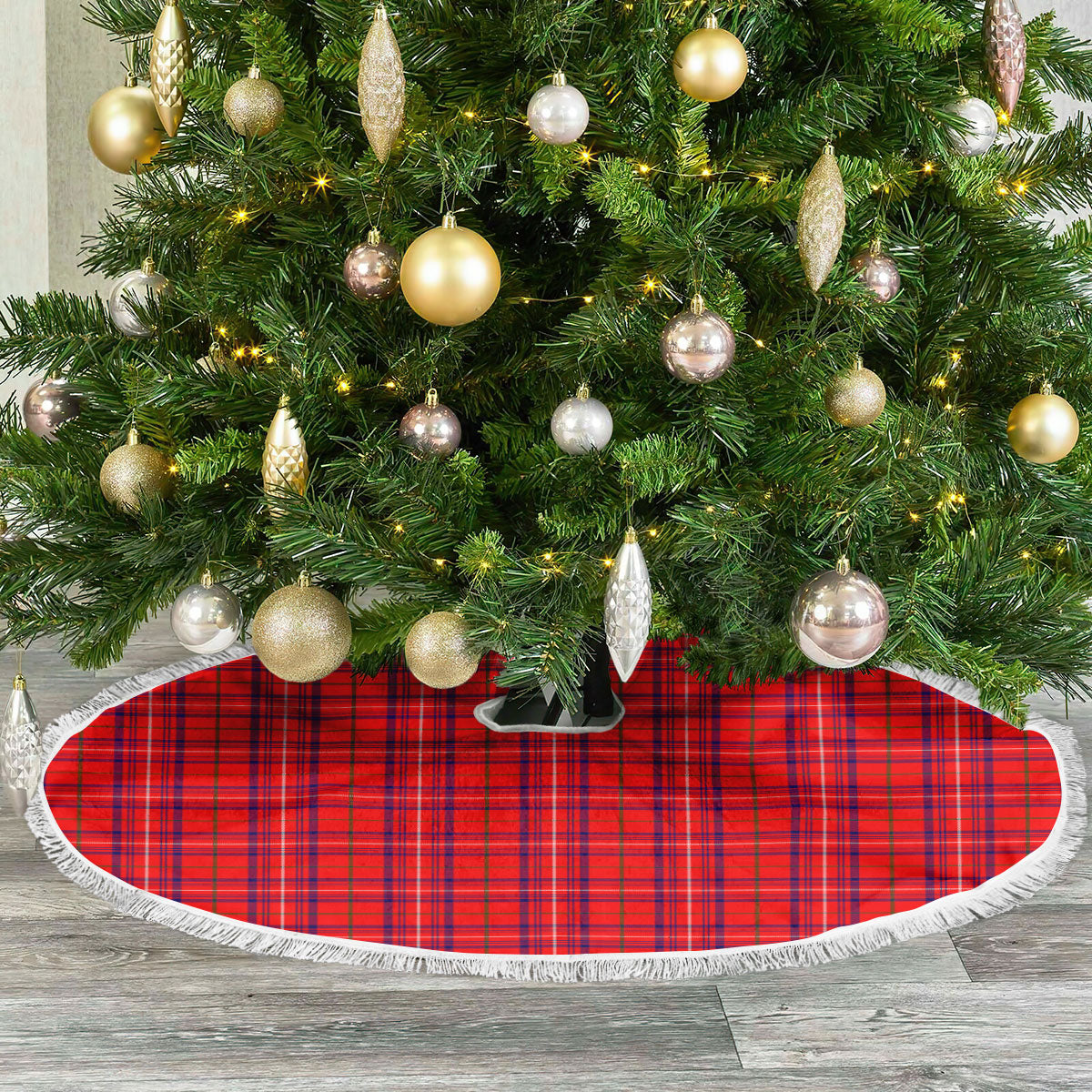 Rose Modern Tartan Christmas Tree Skirt