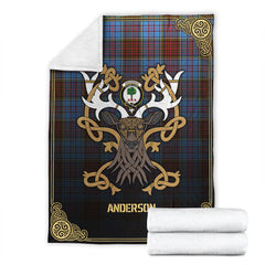 Anderson Modern Tartan Crest Premium Blanket - Celtic Stag style