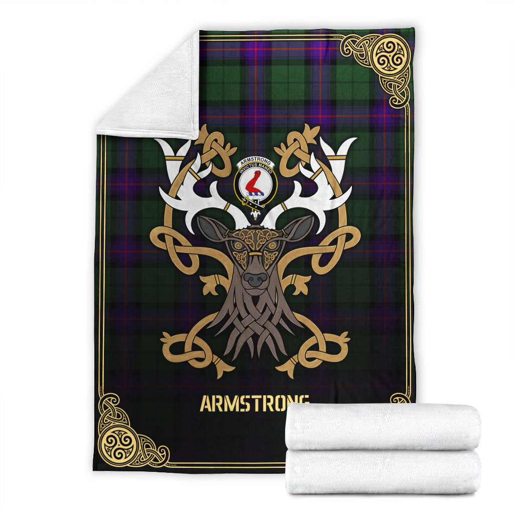 Armstrong Modern Tartan Crest Premium Blanket - Celtic Stag style