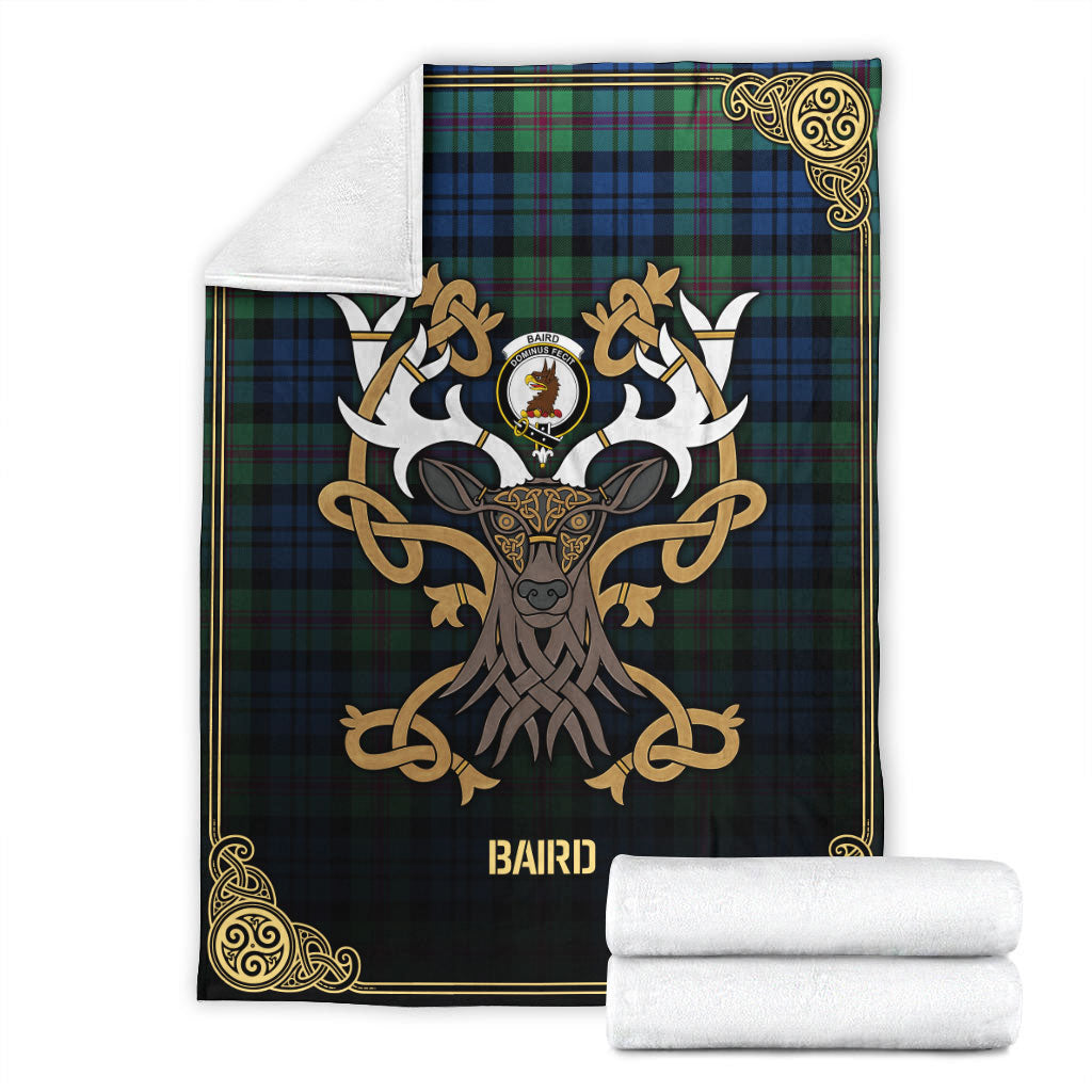 Baird Ancient Tartan Crest Premium Blanket - Celtic Stag style