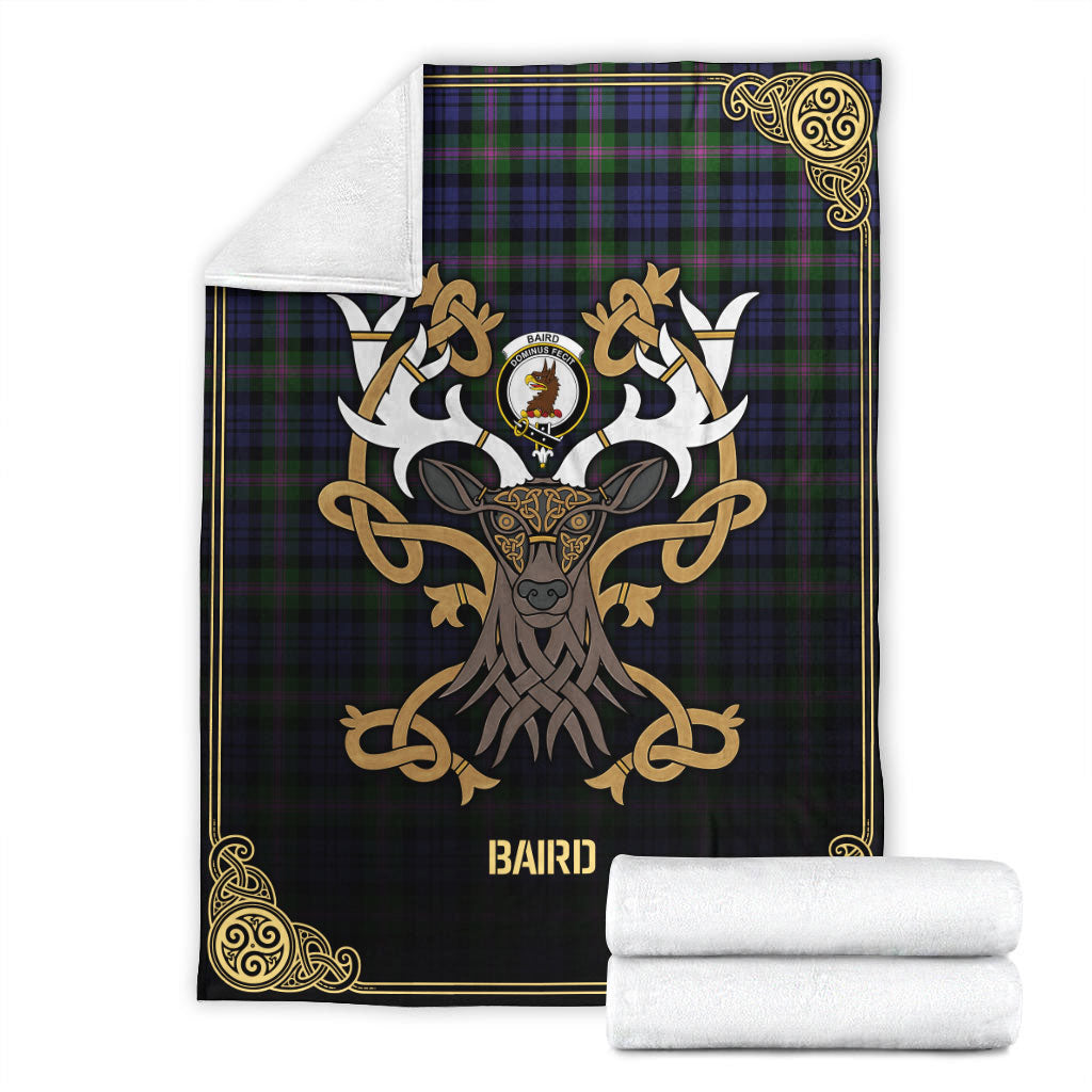 Baird Modern Tartan Crest Premium Blanket - Celtic Stag style