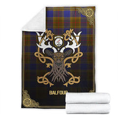 Balfour Modern Tartan Crest Premium Blanket - Celtic Stag style