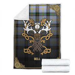 Bell of the Borders Tartan Crest Premium Blanket - Celtic Stag style