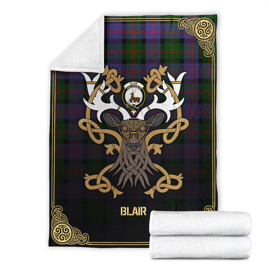 Blair Modern Tartan Crest Premium Blanket - Celtic Stag style