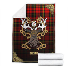 Brodie Modern Tartan Crest Premium Blanket - Celtic Stag style