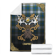 Campbell Dress Ancient Tartan Crest Premium Blanket - Celtic Stag style