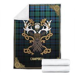 Campbell of Cawdor Ancient Tartan Crest Premium Blanket - Celtic Stag style