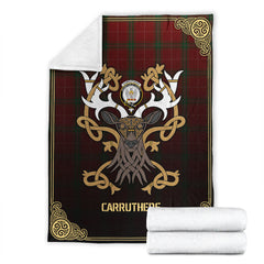 Carruthers Tartan Crest Premium Blanket - Celtic Stag style