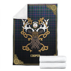 Cooper Ancient Tartan Crest Premium Blanket - Celtic Stag style