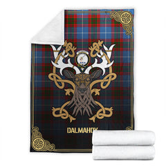 Dalmahoy Tartan Crest Premium Blanket - Celtic Stag style