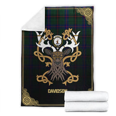 Davidson Modern Tartan Crest Premium Blanket - Celtic Stag style