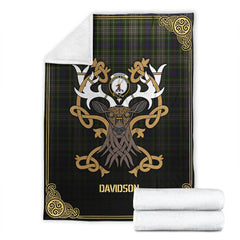 Davidson Tulloch Dress Tartan Crest Premium Blanket - Celtic Stag style