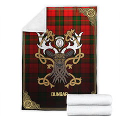 Dunbar Modern Tartan Crest Premium Blanket - Celtic Stag style