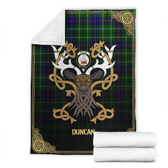 Duncan Modern Tartan Crest Premium Blanket - Celtic Stag style