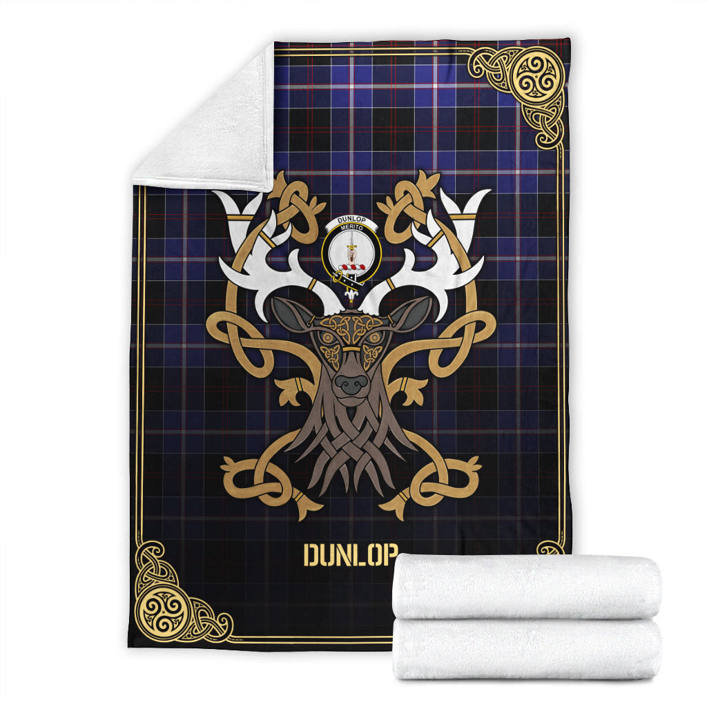 Dunlop Modern Tartan Crest Premium Blanket - Celtic Stag style