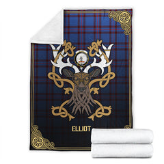 Elliot Modern Tartan Crest Premium Blanket - Celtic Stag style