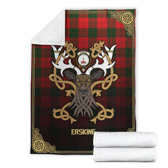 Erskine Modern Tartan Crest Premium Blanket - Celtic Stag style