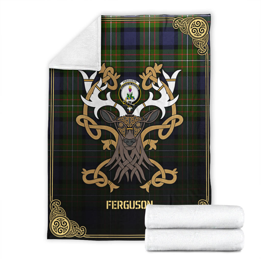 Ferguson Tartan Crest Premium Blanket - Celtic Stag style