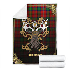 Fullarton Tartan Crest Premium Blanket - Celtic Stag style