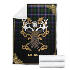 Galbraith Modern Tartan Crest Premium Blanket - Celtic Stag style