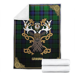 Graham of Menteith Modern Tartan Crest Premium Blanket - Celtic Stag style