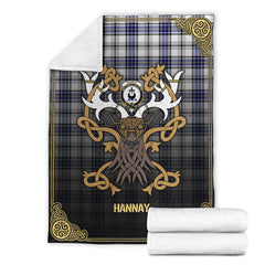 Hannay Modern Tartan Crest Premium Blanket - Celtic Stag style