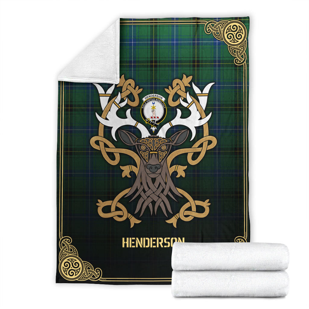 Henderson Ancient Tartan Crest Premium Blanket - Celtic Stag style