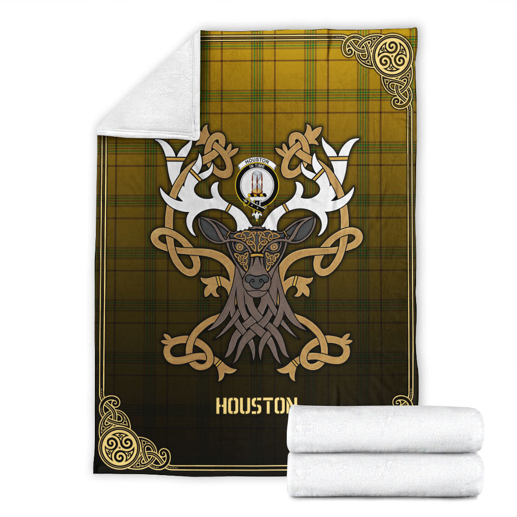 Houston Tartan Crest Premium Blanket - Celtic Stag style