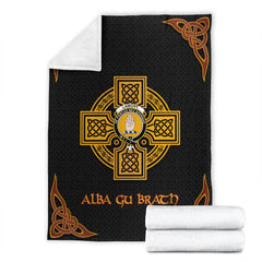 Lamont Crest Premium Blanket - Black Celtic Cross Style