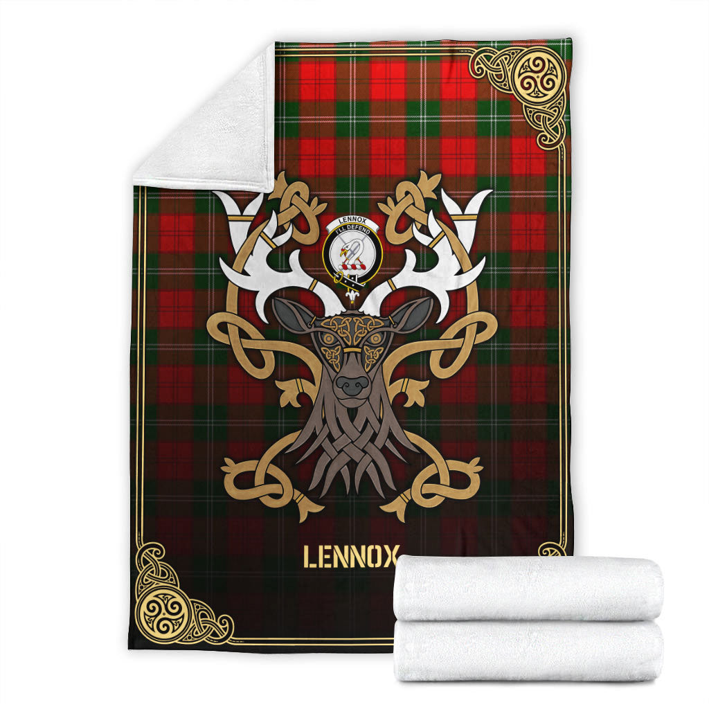 Lennox Tartan Crest Premium Blanket - Celtic Stag style