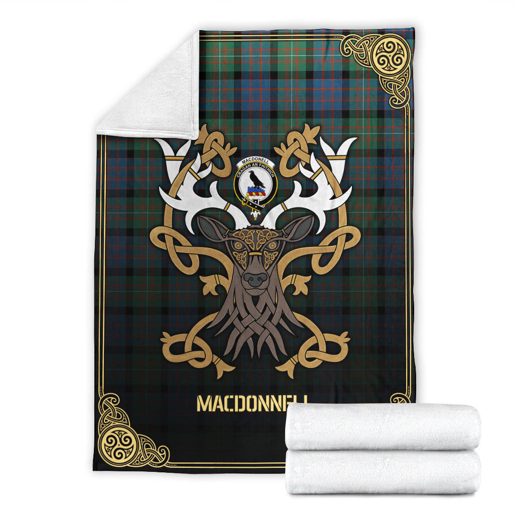 MacDonnell of Glengarry Ancient Tartan Crest Premium Blanket - Celtic Stag style