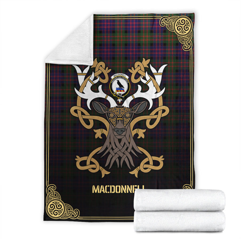 MacDonnell of Glengarry Modern Tartan Crest Premium Blanket - Celtic Stag style