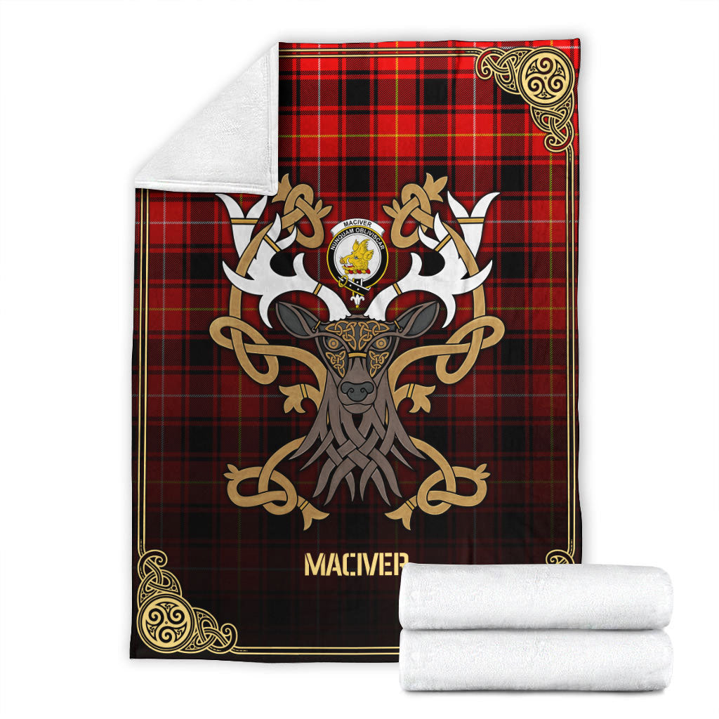 MacIver Modern Tartan Crest Premium Blanket - Celtic Stag style