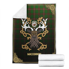 MacKinnon Hunting Modern Tartan Crest Premium Blanket - Celtic Stag style