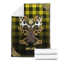 MacLeod of Lewis Modern Tartan Crest Premium Blanket - Celtic Stag style