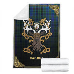 Marshall Tartan Crest Premium Blanket - Celtic Stag style