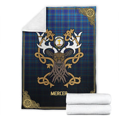 Mercer Modern Tartan Crest Premium Blanket - Celtic Stag style