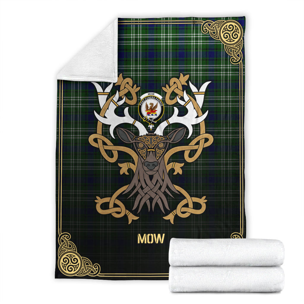 Mow Tartan Crest Premium Blanket - Celtic Stag style