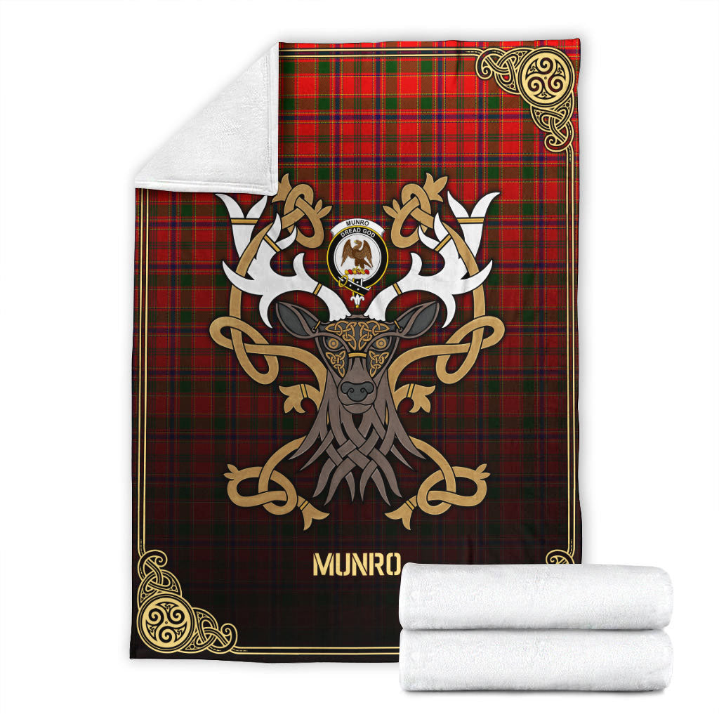 Munro Modern Tartan Crest Premium Blanket - Celtic Stag style