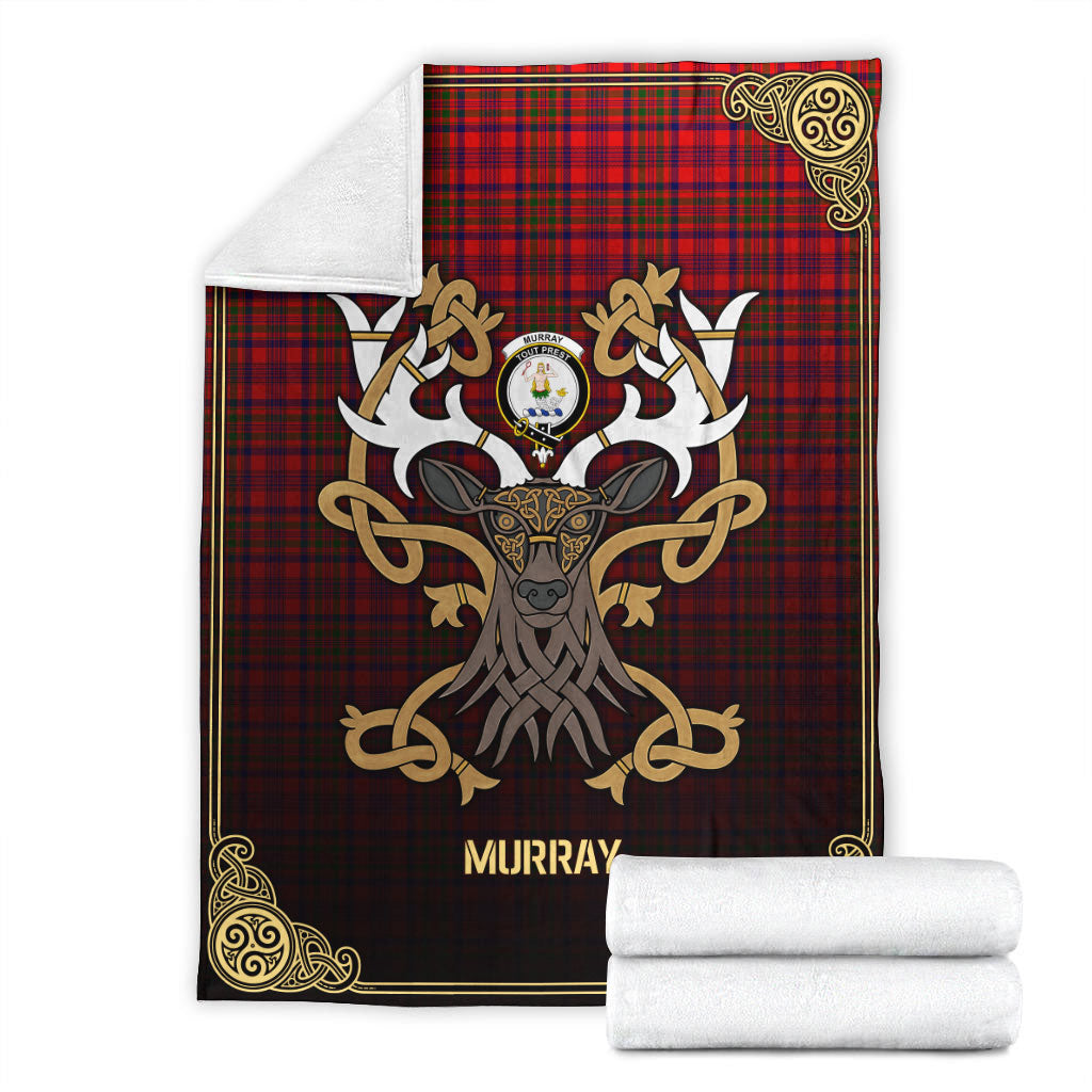 Murray of Tulloch Modern Tartan Crest Premium Blanket - Celtic Stag style