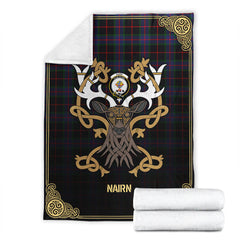 Nairn Tartan Crest Premium Blanket - Celtic Stag style