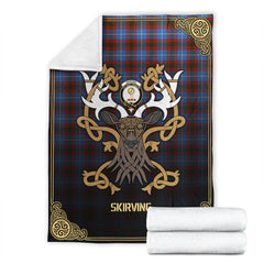 Skirving Tartan Crest Premium Blanket - Celtic Stag style