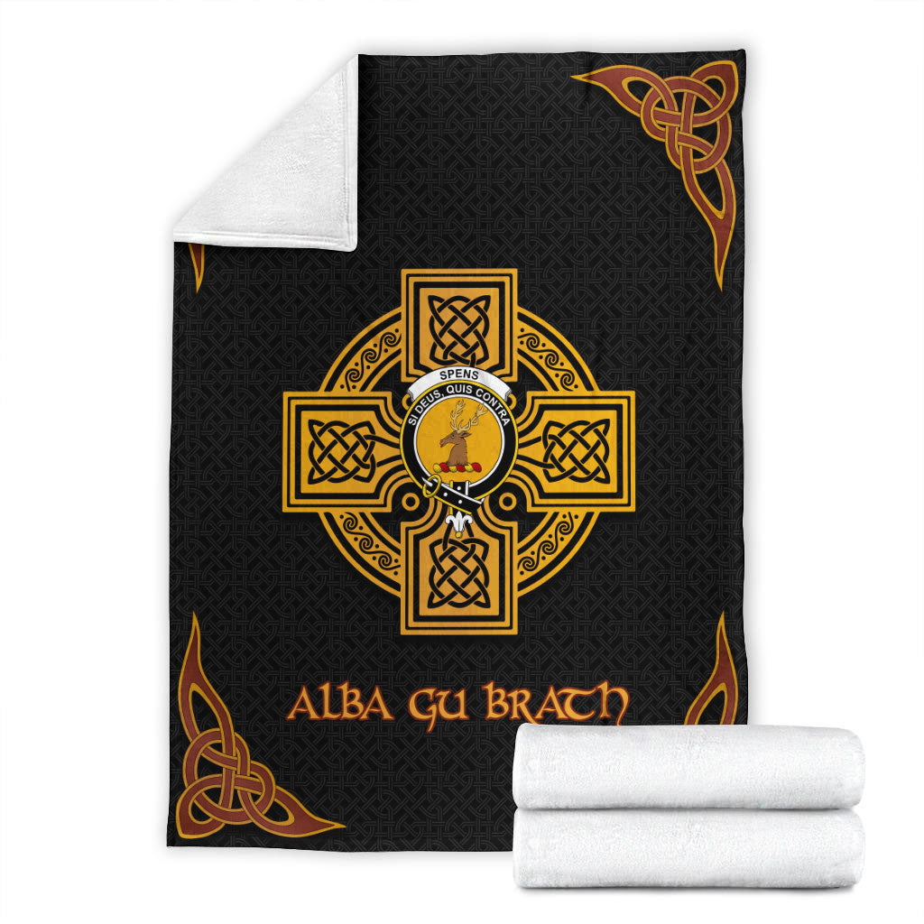 Spens (or Spence) Crest Premium Blanket - Black Celtic Cross Style