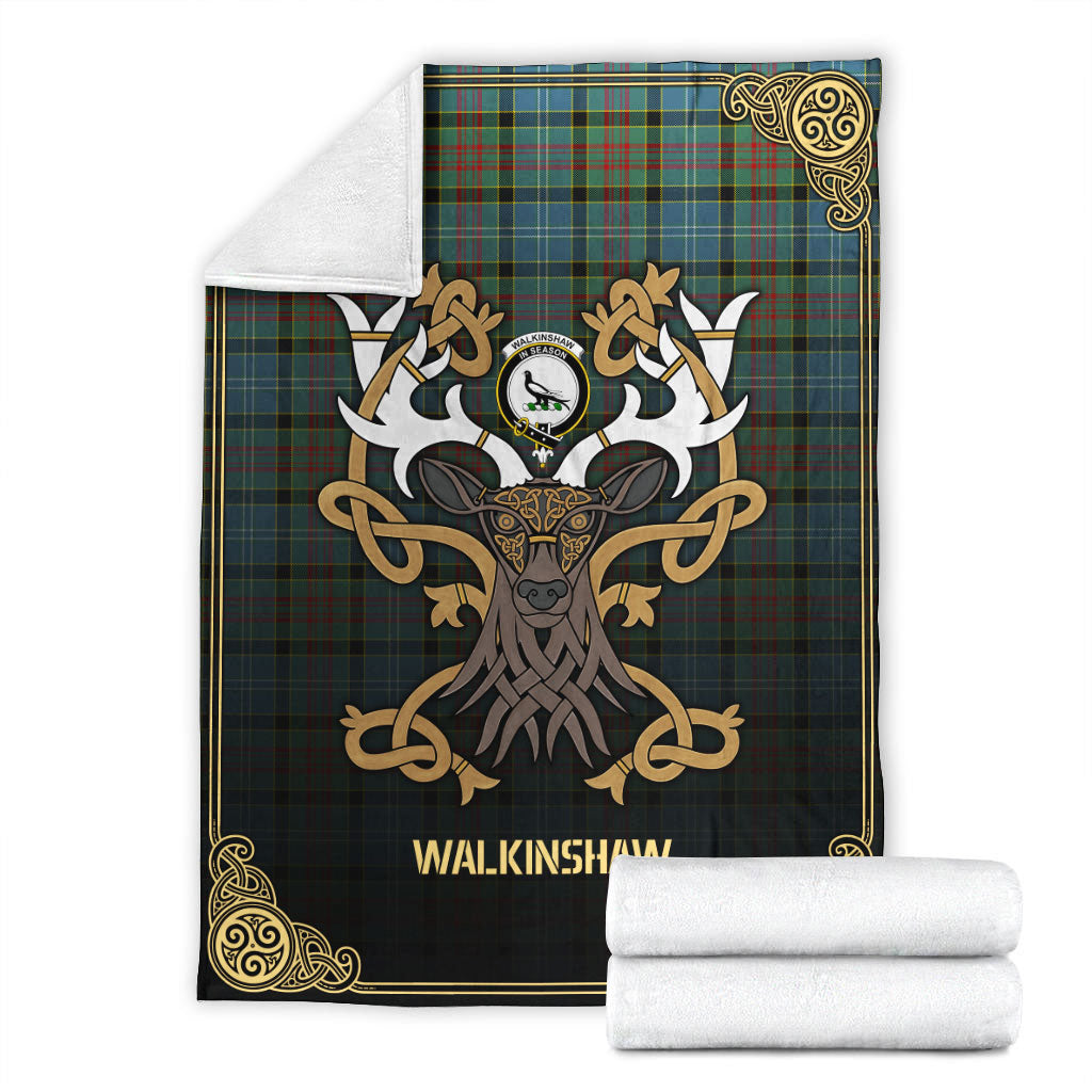 Walkinshaw Tartan Crest Premium Blanket - Celtic Stag style